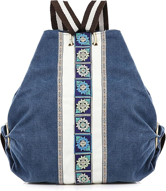 Goodhan Women Canvas Backpack Daypack Casual Shoulder Bag, Vintage Heavy-duty Anti-theft Travel Backpack