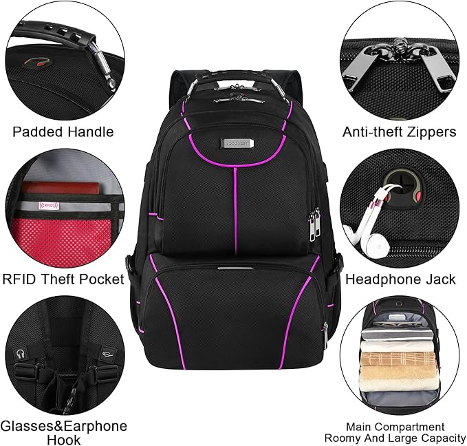 VECKUSON Laptop Backpack, 15.6 Inches, Purple, Unisex