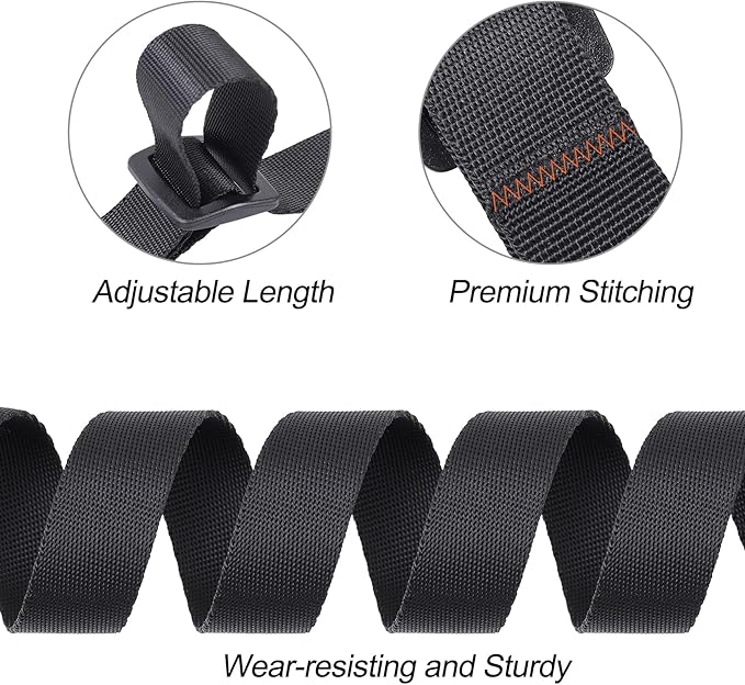 Buckle Straps with Metal Clips, Adjustable Nylon Straps with Buckles, Black 4 Pack (Black-Metal Buckle, 6’x1)
