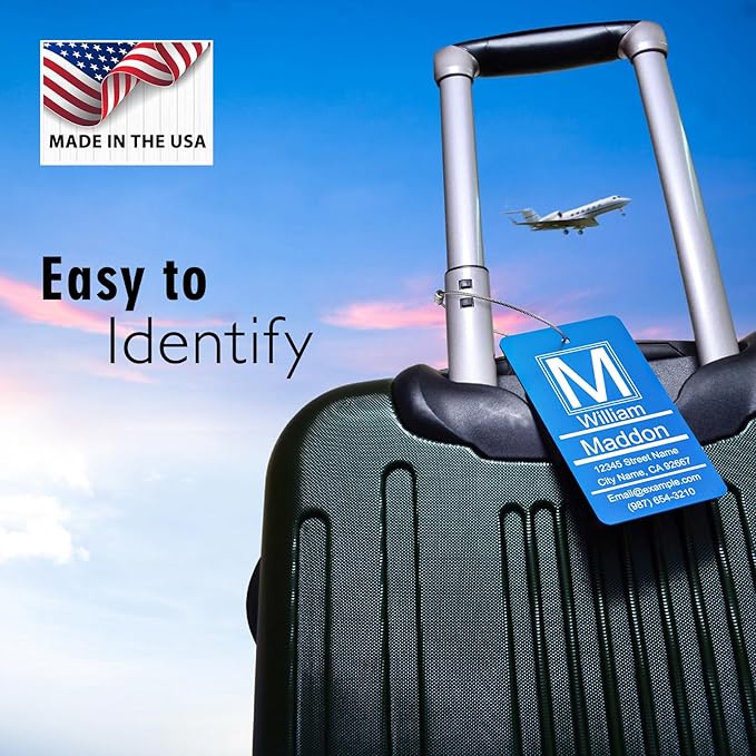 Luggage Tag for Suitcase - Personalized Engraved Metal Gold Tag for Cruise Travel - Custom Name Tags Suitable for Bags and Backpacks No Underline (2x3.5 inch)