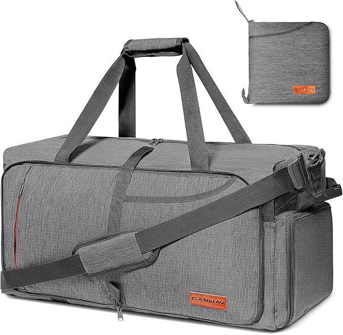 Canway 85L Travel Duffel Bag, Foldable Weekender Bag with Shoes Compartment for Men Women Water-proof & Tear Resistant