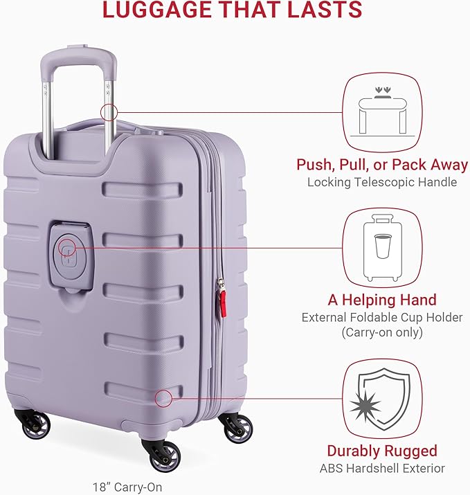 SwissGear 7366 Hardside Expandable Luggage with Spinner Wheels, Evening Haze, 3-Piece Set (19/23/27)