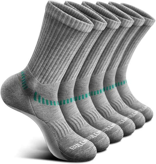 BULLIANT Compression Socks for Men 6Pairs, Athletic Crew Socks Cushioned For Men Sports Running-Arch Support
