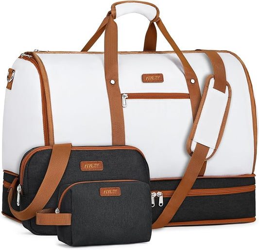 Garment Duffle Bag for Travel - Convertible Carry on Garments Duffel Bags Travel Bag for Women Men Large Weekender Bag with Shoes Compartment 3 in 1 Hanging Clothes Suit Dress Bag 3pcs Set
