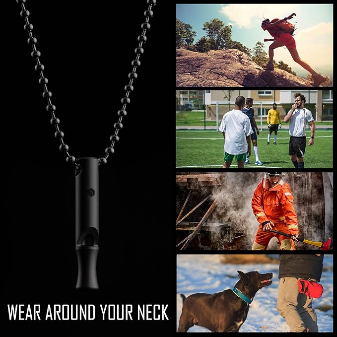 KeyUnity Titanium Emergency Whistle with Metal Lanyard, 120dB+, One-Piece Outdoor Survival Whistle, Ultra-Light, Rustproof
