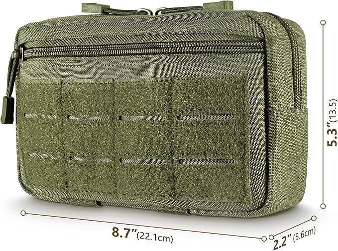 Tactical Molle Admin Pouch Utility Laser Cut EDC Tool Pouch Bag Horizontal Modular Pouches Include US Flag Patch and Keychain