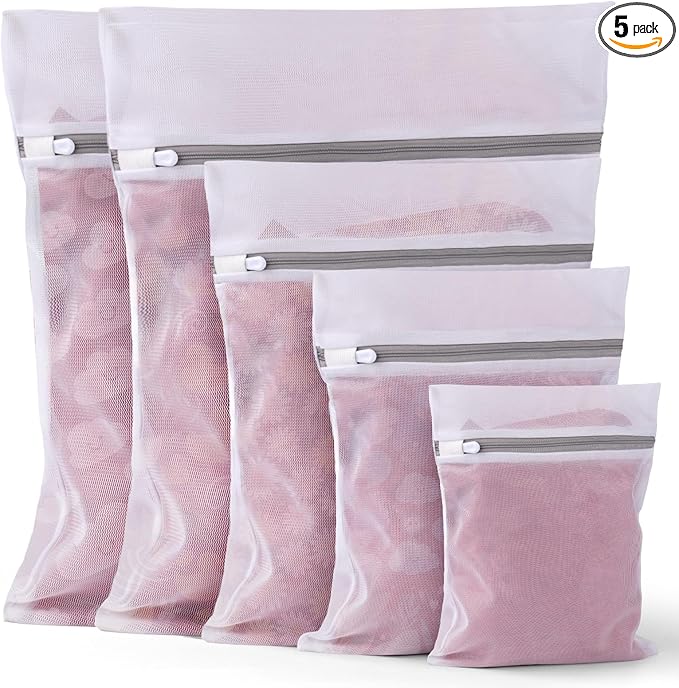 5Pcs Laundry Bags Mesh Wash Bags, Delicate Laundry Bags for Clothes, Hosiery, Underwear, Bed linen - 5 Size