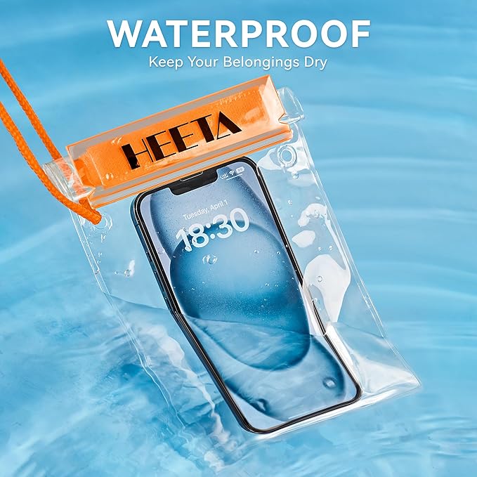 HEETA 5-Pack Clear Waterproof Dry Bag, Water Tight Cases Pouch Dry Bags for Camera Mobile Phone Maps, Kayaking Boating Document Holder