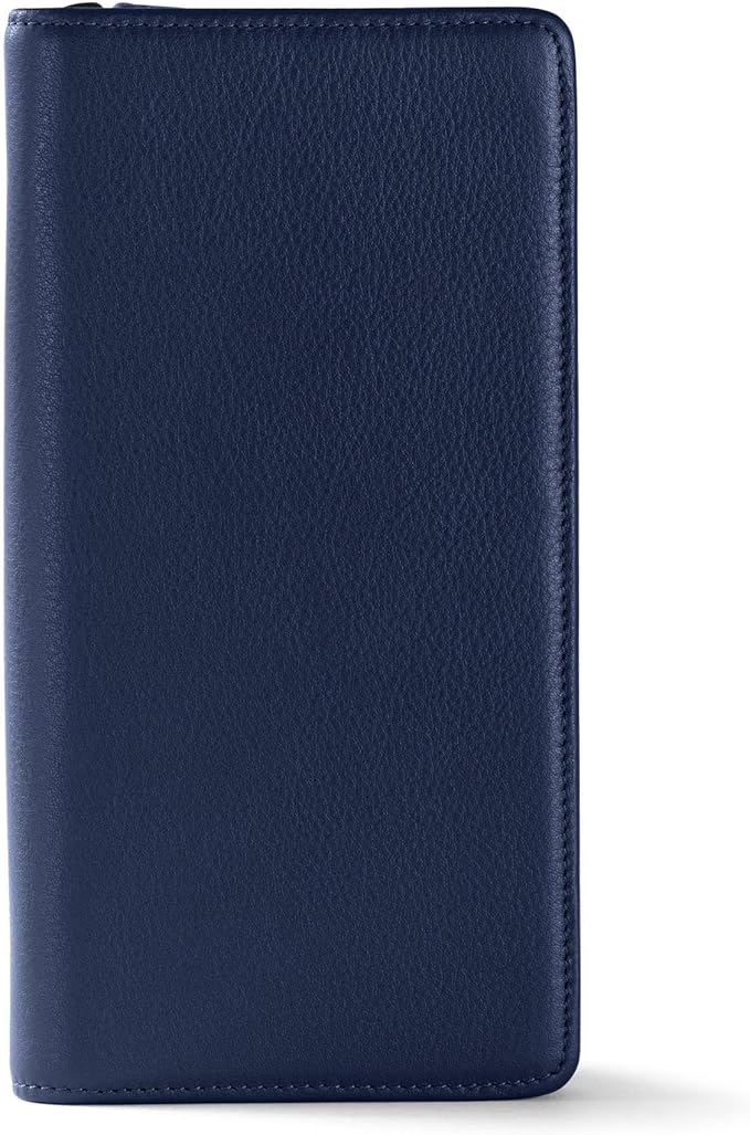 Leatherology Navy Blue Travel Zip Organizer Wallet, Passport Holder, RFID Available, Full Grain Leather