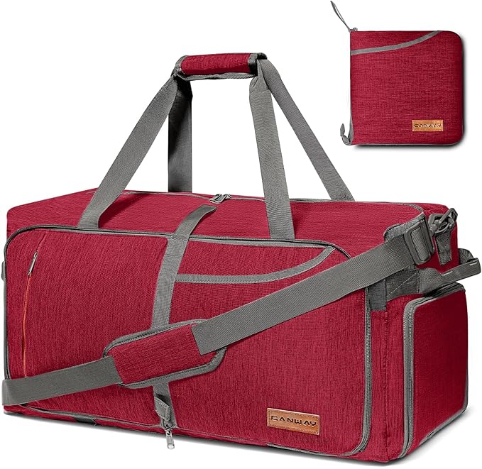 Canway 85L Travel Duffel Bag, Foldable Weekender Bag with Shoes Compartment for Men Women Water-proof & Tear Resistant