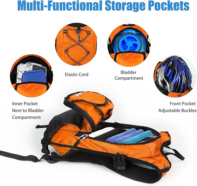 Zavothy Hydration Backpack with 2L Hydration Bladder Water Backpack for Hiking Hydration Pack for Running Cycling Hiking