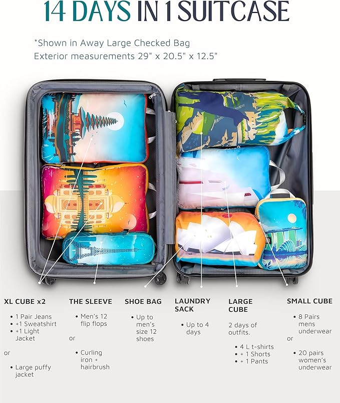 Large Compression Packing Cubes for Travel-Packing Cube Luggage Organizers 7 Piece Set for Checked Luggage-Ultralight, Expandable/Compression Bags by TRIPPED Travel Gear (Bucketlist)