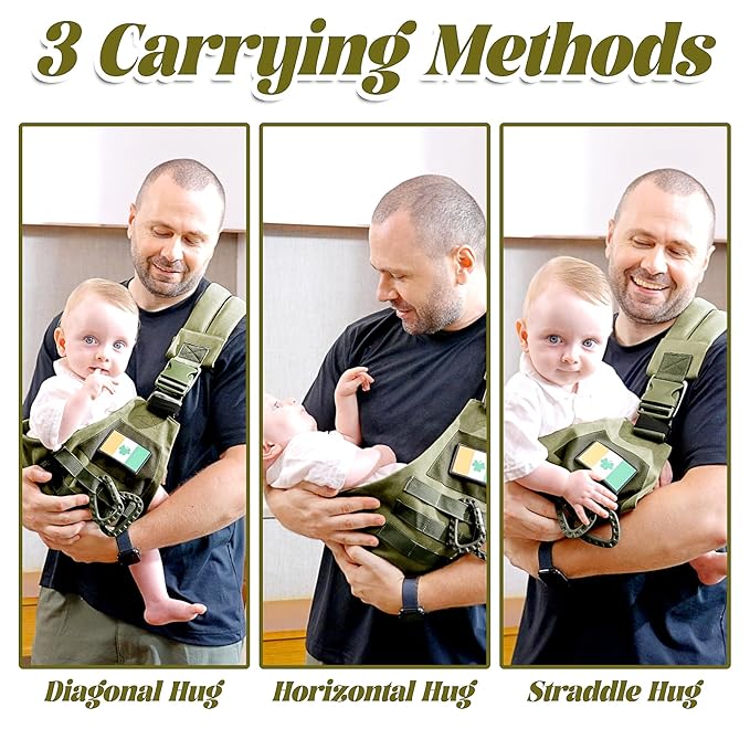 Baby Sling Carrier, Adjustable Non-Ship Hip Seat Toddler Carriers with Carabiners for 3-48 Months 10-30Ibs Infants Boys Girls (Green)