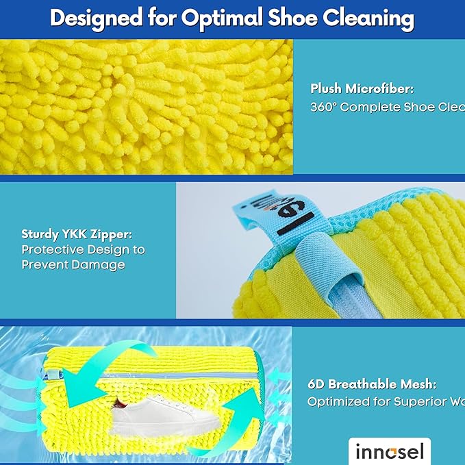 Shoe Washing Machine Bag | Laundry Shoe Bag for Washer and Dryer - Reusable Sneaker Washing Bag with Extra Strength & Secure Zipper | For All Shoes Types | Protects & Cleans Shoes - 2 Pack Large Size