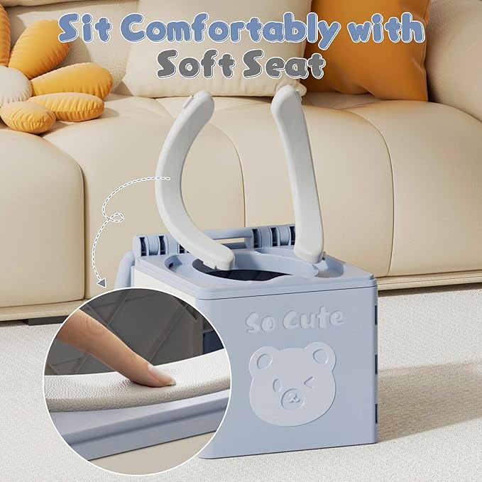 Travel Potty for Toddler with 3 Rolls Potty Liners, 20 Pcs Absorbent Pads, Foldable Car Potty for Toddler, Portable Potty Seat for Toddler Travel, Portable Potty for Tollder Outdoor and Camping Use