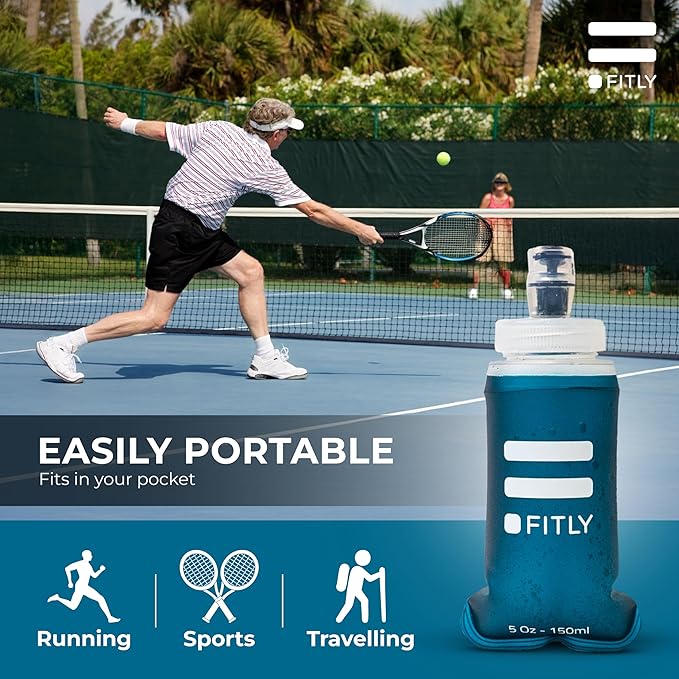 Soft Flask - Shrink As You Drink Soft Water Bottle for Hydration Pack - Folding Water Bottle Ideal for Running, Hiking, Cycling, Climbing & Rigorous Activity