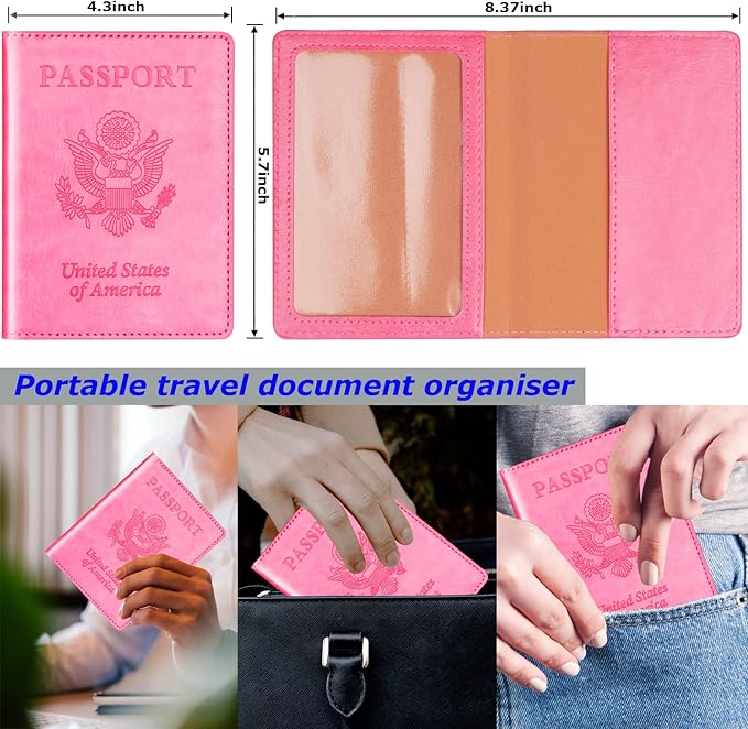Herain Passport Holder for Travel Cruise Essentials 2 Pcs, Passport Cover Wallet Case Women Men Family, Passports Book Holders Travel Gifts Accessories Vacation Must Haves
