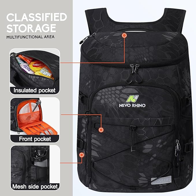 N NEVO RHINO Backpack Coolers Insulated Leak Proof 36/54 Cans,Portable Lightweight Waterproof Insulated Cooler Backpack for Men & Women Ideal for Camping,Travel,Beach,Picnics,Lunch & Day Trips