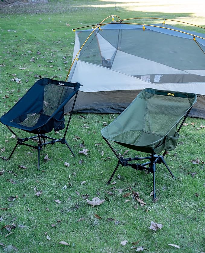 iClimb Ultralight Compact Camping Folding Beach Chair with Anti-Sinking Large Feet