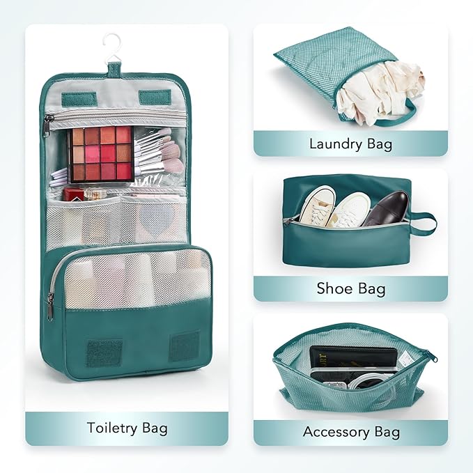 10 Set Compression Packing Cubes for Travel Essentials,Compressible Expandable Packing Cubes for Suitcase,OlarHike Luggage Organizer Bags,Handy Helper for Organizing Clothes(Dark Blue Green)