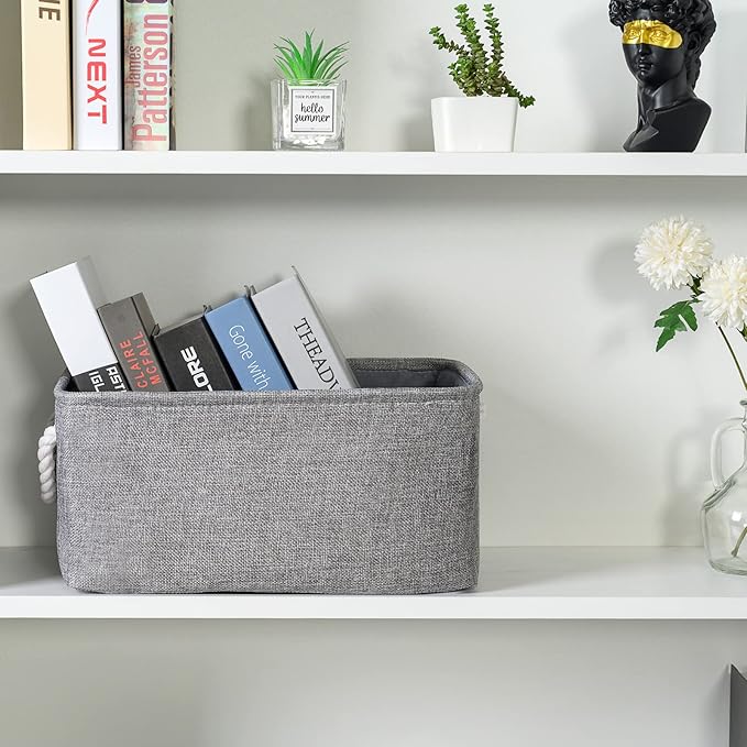 TheWarmHome Large Storage Bins Basket, 2 Pack Grey Fabric Storage Cubes for Changing Table Nursery Livingroom Kidsroom Playroom Toy, Collapsible Storage Baskets for organizing Shelves Closet