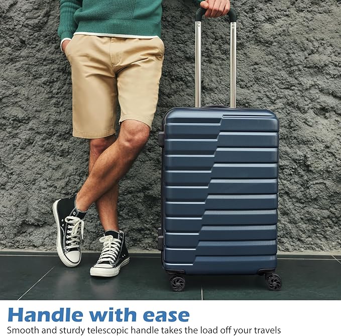 Coolife Larage Luaggage Hardside Expandable Suitcase with Spinner Wheels Checked 28-Inch
