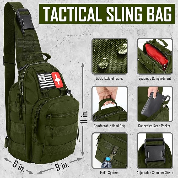 Survival Kit, 268 Pcs Emergency Survival Gear and Equipment Supplies with First Aid Kit, Camping Axe, Headlamp, Tent, Crossbody Bag for Camping Hiking, Hunting, Car, Gift for Christmas Men, Dads, Him