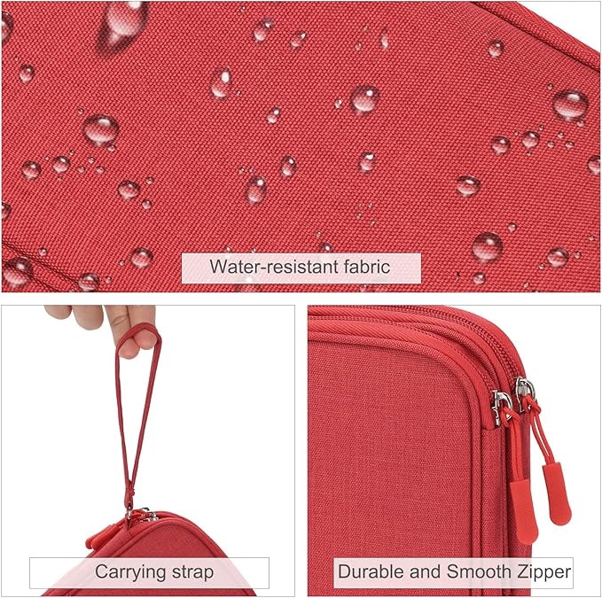 FYY Electronic Organizer, Travel Cable Organizer Bag Pouch Electronic Accessories Carry Case Portable Waterproof Double Layers Storage Bag for Cable, Cord, Charger, Phone, Earphone, Large Size, Red