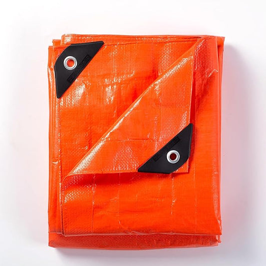 GUARD SHIELD Orange Tarp 12x12 Feet Tarps High Visibility Outdoor Poly Cover Lightweight 6mil