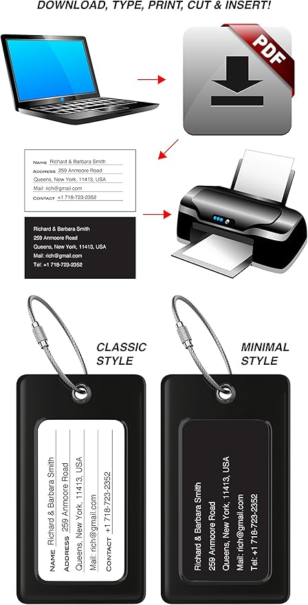 Luggage Tags Business Card Holder by TUFFTAAG - Durable Travel ID Bag Tag, Secure & Flexible, Perfect for Suitcases, Backpacks, and Carry-Ons, Easy Identification