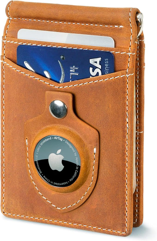 SERMAN BRANDS RFID Blocking Wallet Slim Bifold - Genuine Leather Minimalist Front Pocket Wallets for Men with Money Clip Gift