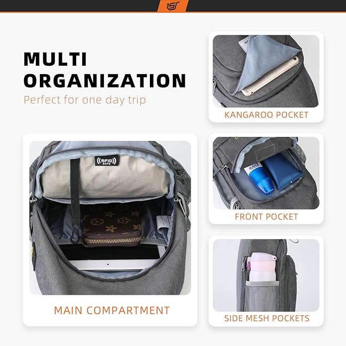 SKYSPER Sling Bag RFID Crossbody Sling Backpack Cross Body Shoulder Bag Travel Hiking Daypack for Women Men