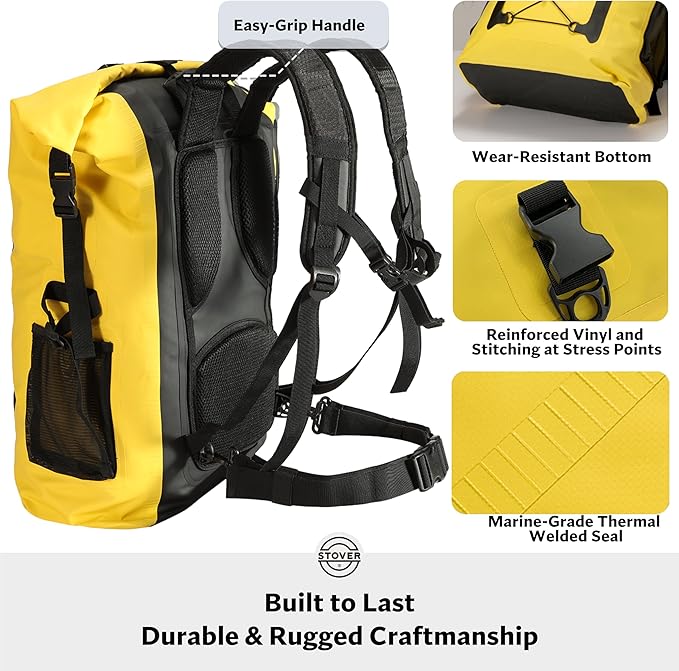 STOVER 5/10/25/30/40/55L Waterproof Backpack- Floating Dry Bag for Kayaking, Travel, Beach, Hiking, & Camping, Men/Women