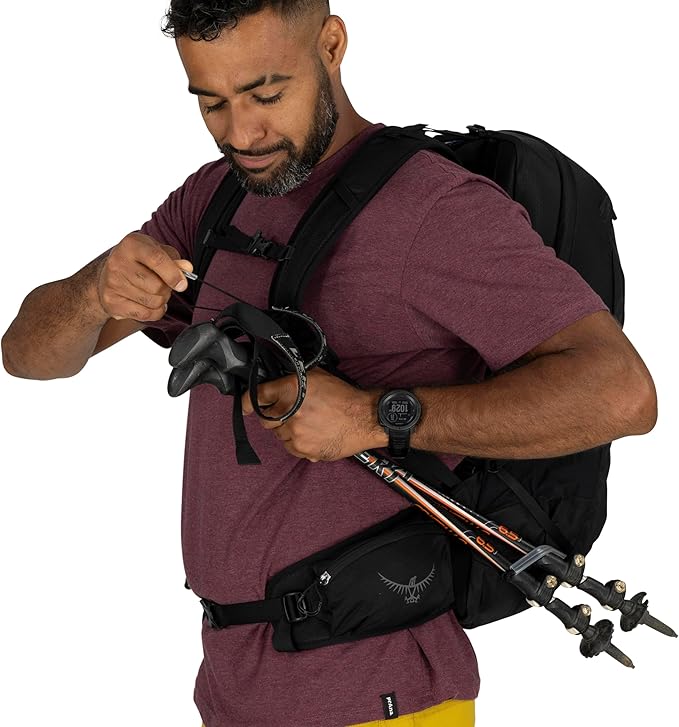 Osprey Talon 22L Men's Lightweight Hiking Backpack with Hipbelt, Black/Coal Grey