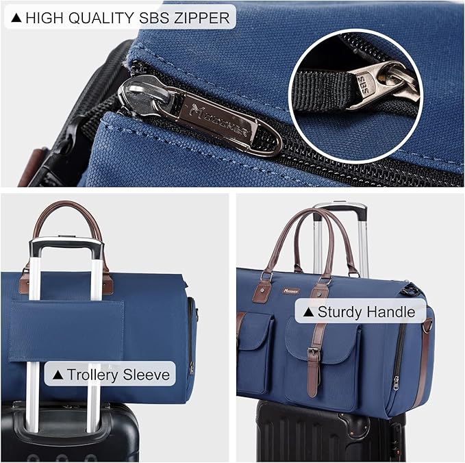 Modoker Garment Convertible Weekender Bag,Carry on Canvas Garment Duffle Bag Heavy Duty Overnight Bags for Men Women