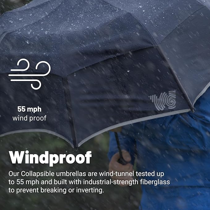 Weatherman Arnold Palmer Compact Collapsible Umbrella for Car and Backpack - Windproof, Resists Up to 55 MPH Winds - Protection From Wind, Rain & Sun (Classic)