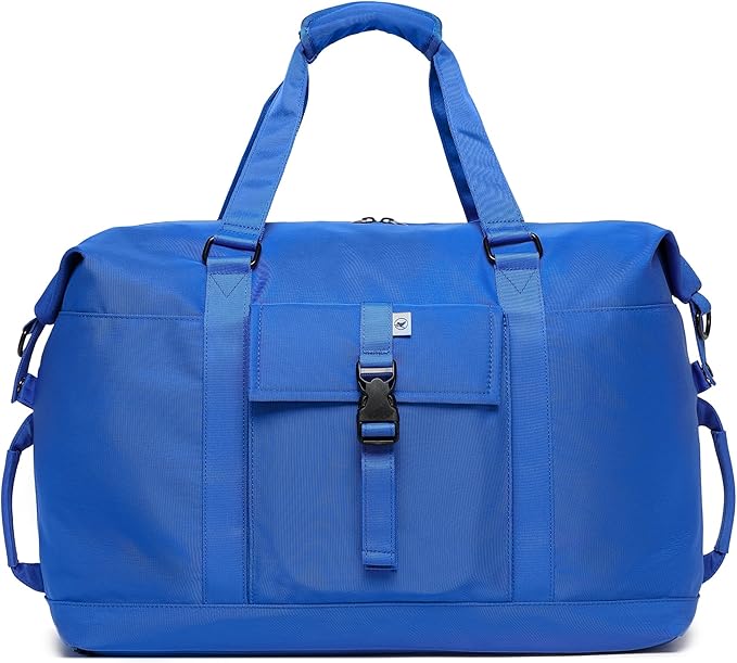 SUNNY BIRD Duffel with Utility Pouch, 40L Weekender Overnight Bag with Shoe Compartment for Travel and Sports (Blue)