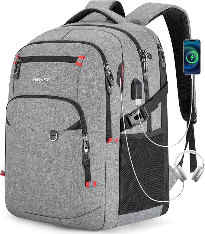 40L Expandable Laptop Backpack, Anti-thief Travel Backpack with USB Charging Port, Airline Approved Business Waterproof Carry on Luggage, Fits 15.6" Laptop for Men Women