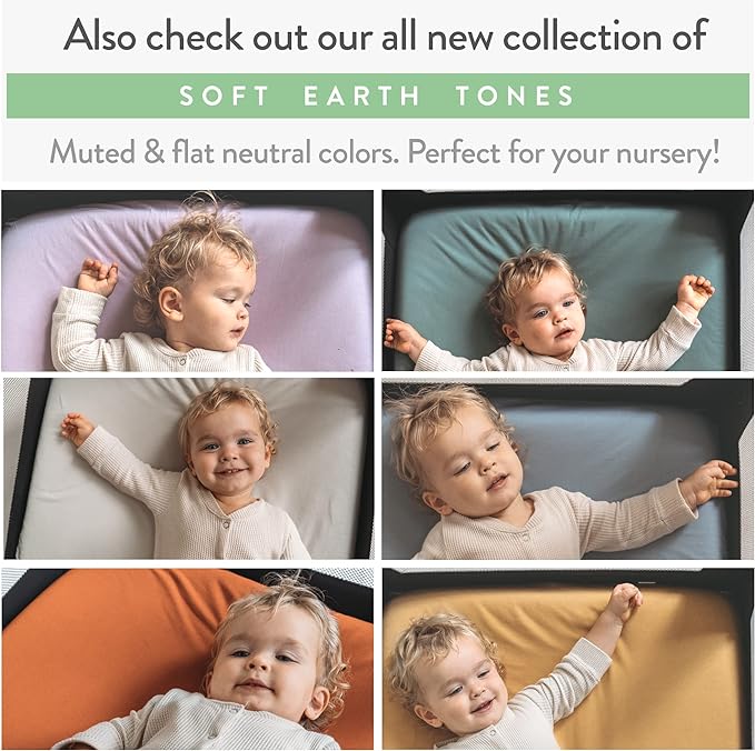 Travel Crib Fitted Sheets for Baby Bjorn, Guava Lotus Travel Crib and 24 x 42 Inch Travel Light Playard Mattress – Snuggly Soft 100% Jersey Cotton – Beige + Rusty Brown – 2 Pack
