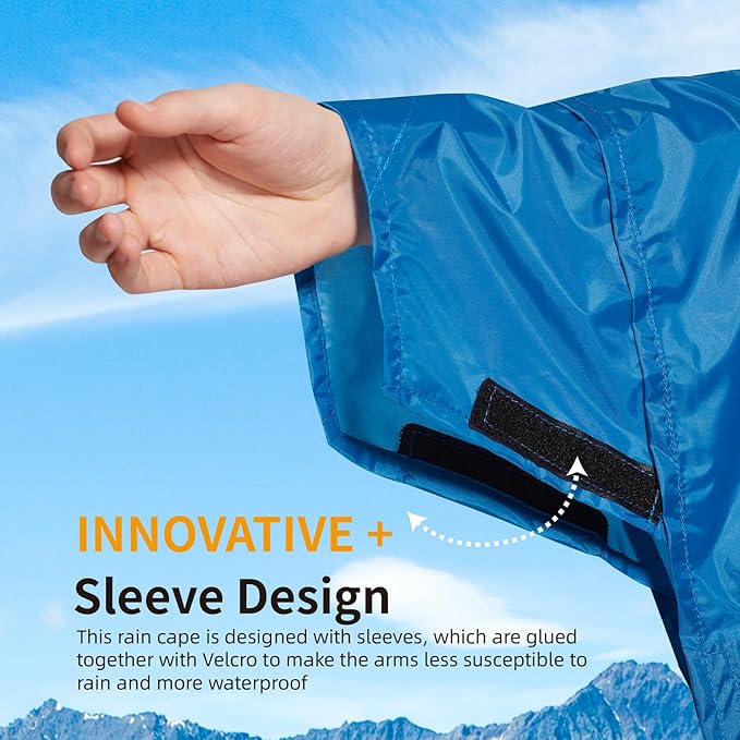 longsinger Hooded Rain Poncho for Adult with Pocket Waterproof Lightweight Unisex Raincoat for Hiking Camping Emergency