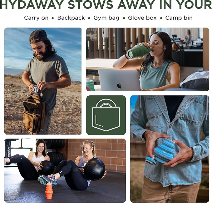 HYDAWAY 25oz Collapsible Water Bottle - BPA-Free, Leakproof, Lightweight, and Space-Saving - Perfect for Hiking, Travel, and All-Day Hydration