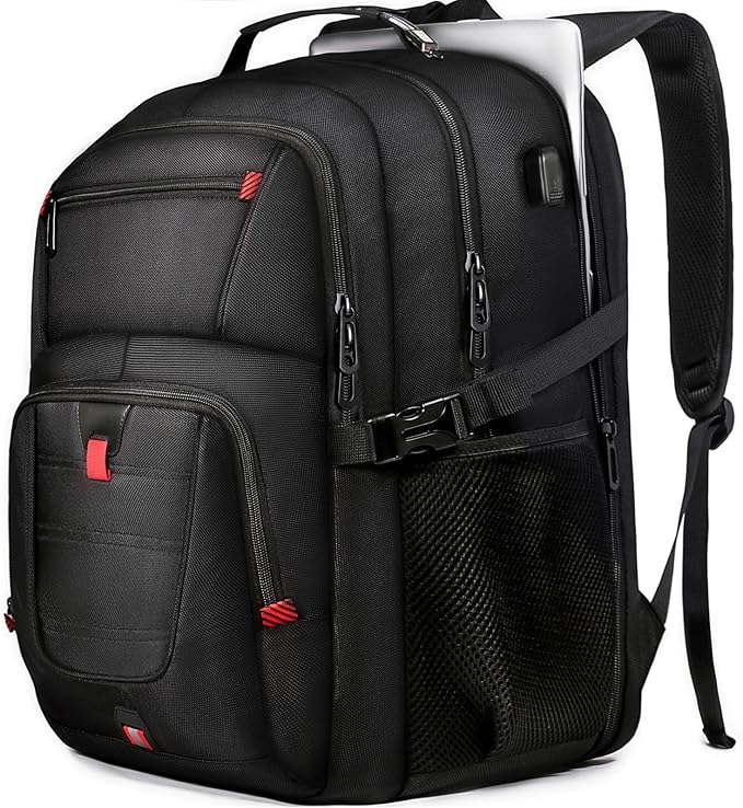 Z-MGKISS 18.4 Large Travel Backpack, USB Computer Bagpack Fits 18.4 Inch Laptop, Business Backpack for Men, TSA Flight Approved, Laptop Backpacks, Black