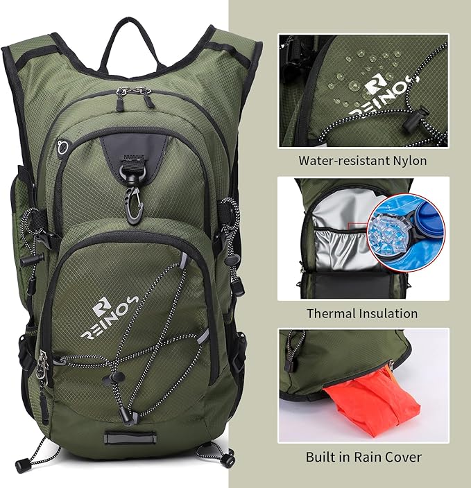 Hydration Backpack Pack with 2L Water Bladder 18L Hiking Backpack Women Men Lightweight Hydropack Insulated Daypack for Biking, Running, Festival