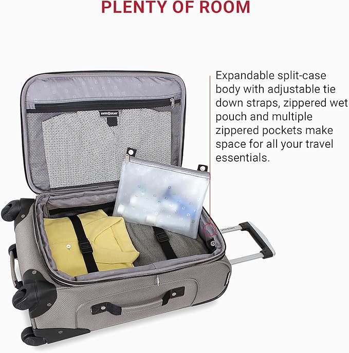SwissGear Sion Softside Expandable Luggage, Pewter, Carry-On 21-Inch