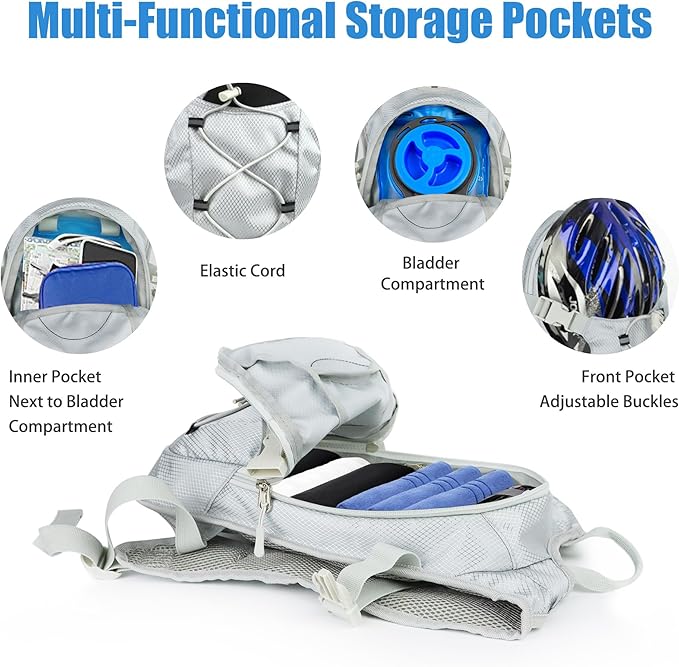 Zavothy Hydration Backpack with 2L Hydration Bladder Water Backpack for Hiking Hydration Pack for Running Cycling Hiking