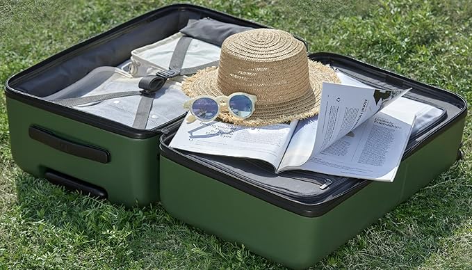 Trunk Luggage 26 Inch, Medium Checked Luggage with Double Spinner Wheels, Anti-Burst Zipper, Hard Case PC Suitcase, Lightweight Travel Luggage, TSA Approved (Pearl White, Hudson)