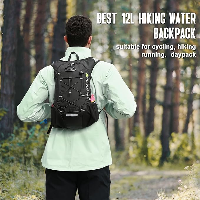 Lightweight Hydration Backpack, Running Backpack with 2L Water Bladder, Hydro Water Daypack for Cycling Hiking Rave for Men Women