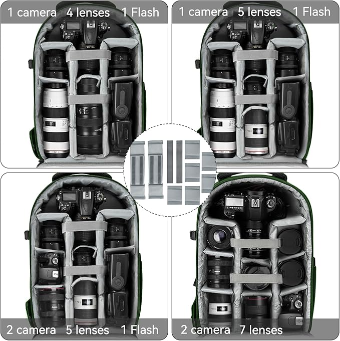 TORIBIO Camera Backpack, Hardshell DSLR Photography Camera Bag, Waterproof Hard Shell Camera Case with Tripod Holder & 15.6" Laptop Compartment Compatible with Canon/Nikon/Sony/DJI Mavic Drone