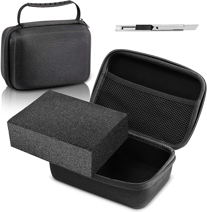 EVA Hard Case with Customizable Foam Protective EVA Carrying Case Shockproof Outdoor for Camera, Digital Products, Electronic Instruments with Knife (Black,7.1 x 4.7 x 3.1 Inch Inch)