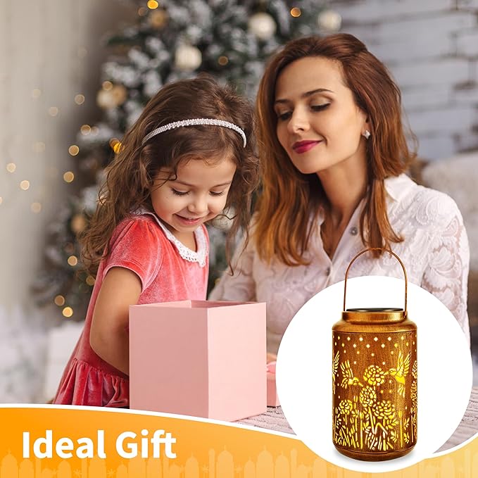 Brizled Hummingbird Solar Lanterns Outdoor, Decorative Mothers Day Gifts for Women Mom Grandma, Waterproof Hanging Solar Lights LED Lanterns for Garden Patio Courtyard Path Tabletop Porch Balcony Decr